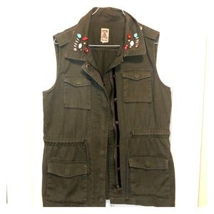 Decree Army Green Jeweled Vest